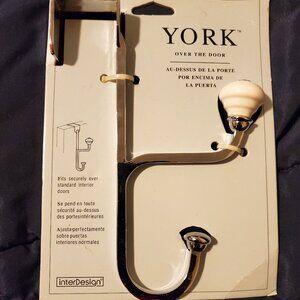 York over the door hook, new, white and metal